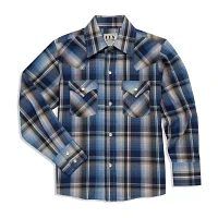 Ely Cattleman Little & Big Boys Ombre Plaid Long Sleeve Button-Down Shirt