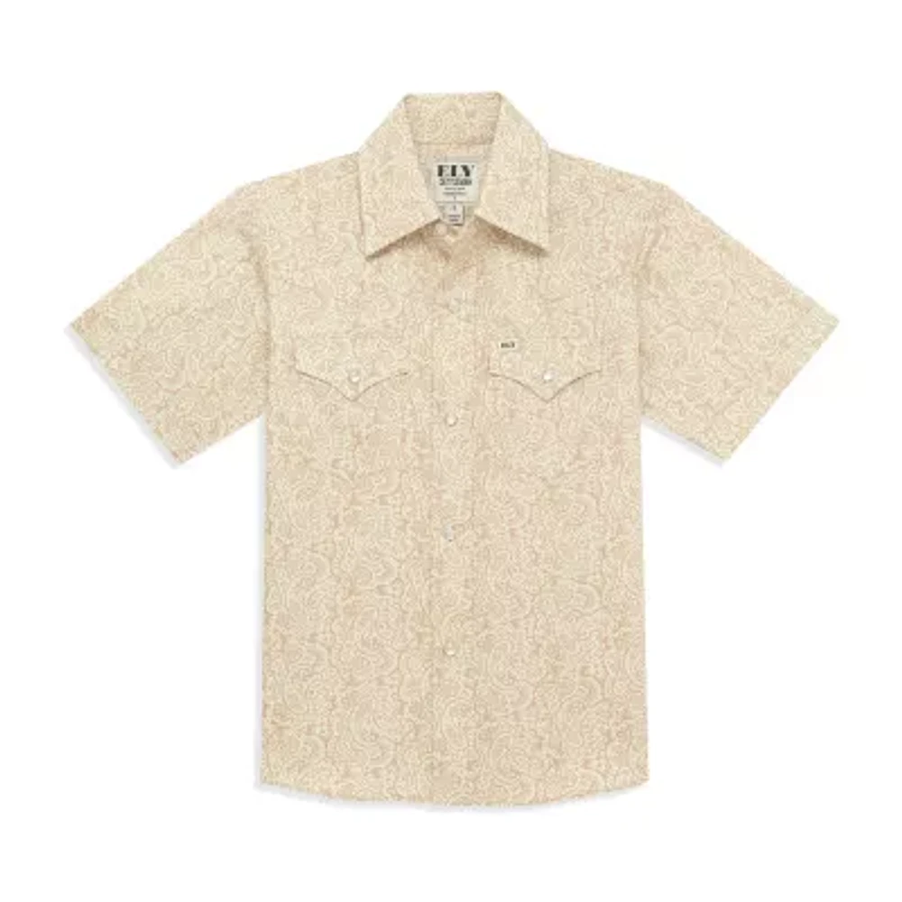 Ely Cattleman Little & Big Boys Paisley Short Sleeve Button-Down Shirt