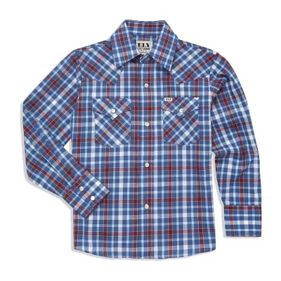 Ely Cattleman Little & Big Boys Heritage Plaid Long Sleeve Button-Down Shirt