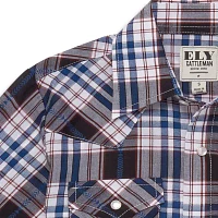 Ely Cattleman Little & Big Boys Textured Aztec Plaid Long Sleeve Button-Down Shirt