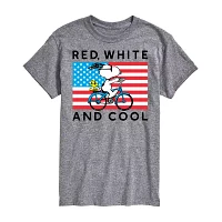 Mens Short Sleeve Snoopy Red, White and Cool Graphic T-Shirt