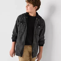 Thereabouts Little & Big Boys Denim Hooded Lightweight Shirt Jacket