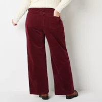 St. John's Bay Womens Mid Rise Wide Leg Corduroy Pant - Plus