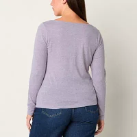 a.n.a Womens Scoop Neck Long Sleeve T-Shirt