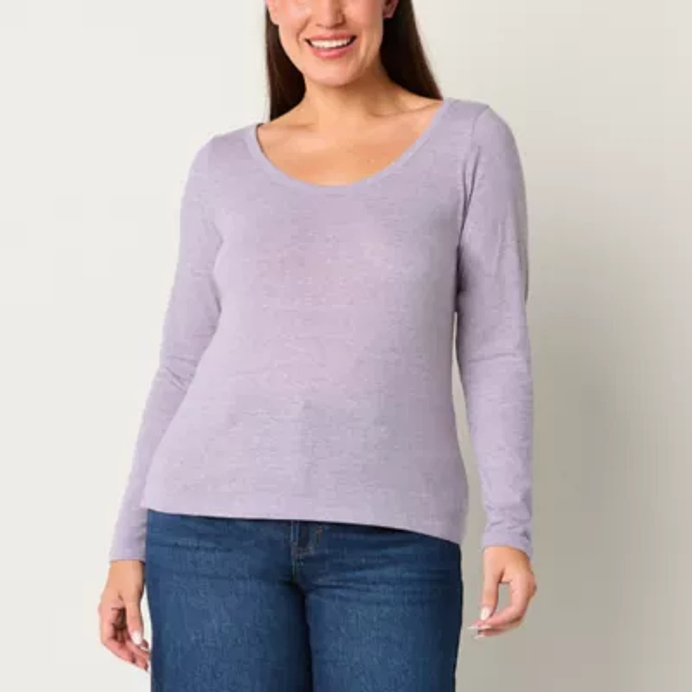 a.n.a Womens Scoop Neck Long Sleeve T-Shirt