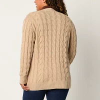 St. John's Bay Womens Long Sleeve Open Front Cardigan