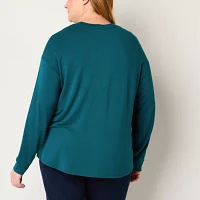 Liz Claiborne Womens Plus Crew Neck Long Sleeve T-Shirt