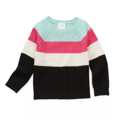 Okie Dokie Toddler Girls Round Neck Long Sleeve Pullover Sweater