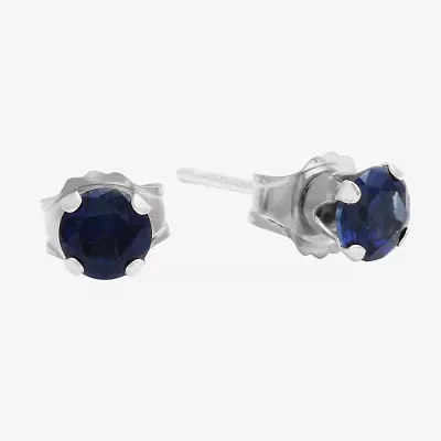 Gemstone 10K White Gold 4mm Round Stud Earrings