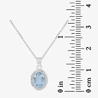 Womens Genuine Blue Topaz Sterling Silver Pendant Necklace