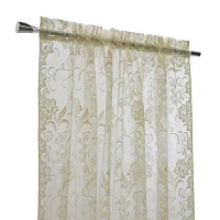 Limoges Embroidered Sheer Rod Pocket Single Curtain Panel