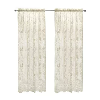 Limoges Rod Pocket Embroidered Sheer Single Curtain Panels