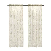 Limoges Rod Pocket Embroidered Sheer Single Curtain Panels