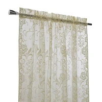 Limoges Rod Pocket Embroidered Sheer Single Curtain Panels