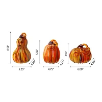 Glitzhome Glass Pumpkin And Gourd 3-pc. Thanksgiving Tabletop Decor