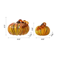 Glitzhome Glass Short Pumpkin 2-pc. Christmas Tabletop Decor