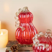 Glitzhome Red Glass Pumpkin And Gourd 3-pc. Christmas Tabletop Decor