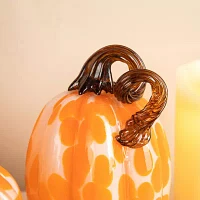 Glitzhome Orange Glass Pumpkin And Gourd 3-pc. Thanksgiving Tabletop Decor