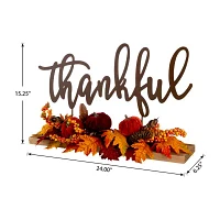 Glitzhome Harvest Metal Sign Floral Christmas Tabletop Decor