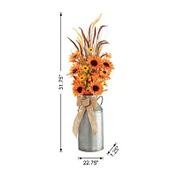 Glitzhome Fall Sunflower Leaf Potted Tree Christmas Tabletop Decor