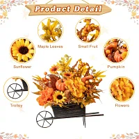 Glitzhome Fall Floral Cart Centerpiece Christmas Tabletop Decor