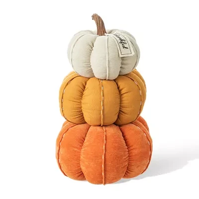 Glitzhome Fall Stacked Fabric Pumpkin Christmas Tabletop Decor