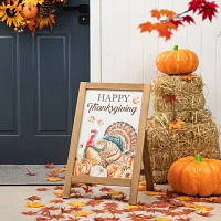 Glitzhome Harvest Wooden Turkey Easel Christmas Porch Sign