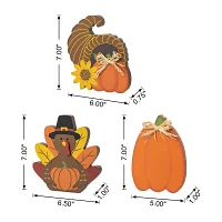 Glitzhome Harvest Wooden 3-pc. Christmas Tabletop Decor