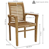 Teak Traditional Slat Style Patio Dining Chair