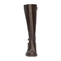 Easy Street Womens Bay Plus Wide Calf Stacked Heel Riding Boots