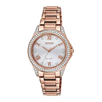 Drive from Citizen Womens Crystal Accent Rose Goldtone Stainless Steel Bracelet Watch Em0233-51a