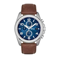 Relic By Fossil Mens Multi-Function Brown Leather Strap Watch Zr15794