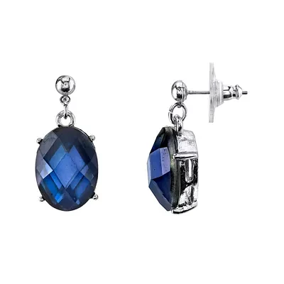 1928® Jewelry Oval Blue Stone Drop Earrings