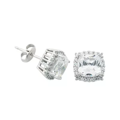 DiamonArt® Cushion-Cut Cubic Zirconia Sterling Silver Stud Earrings