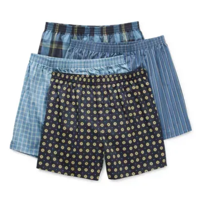 Stafford Woven Mens 4 Pack Boxers