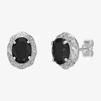 Genuine Black Onyx Sterling Silver 11mm Stud Earrings