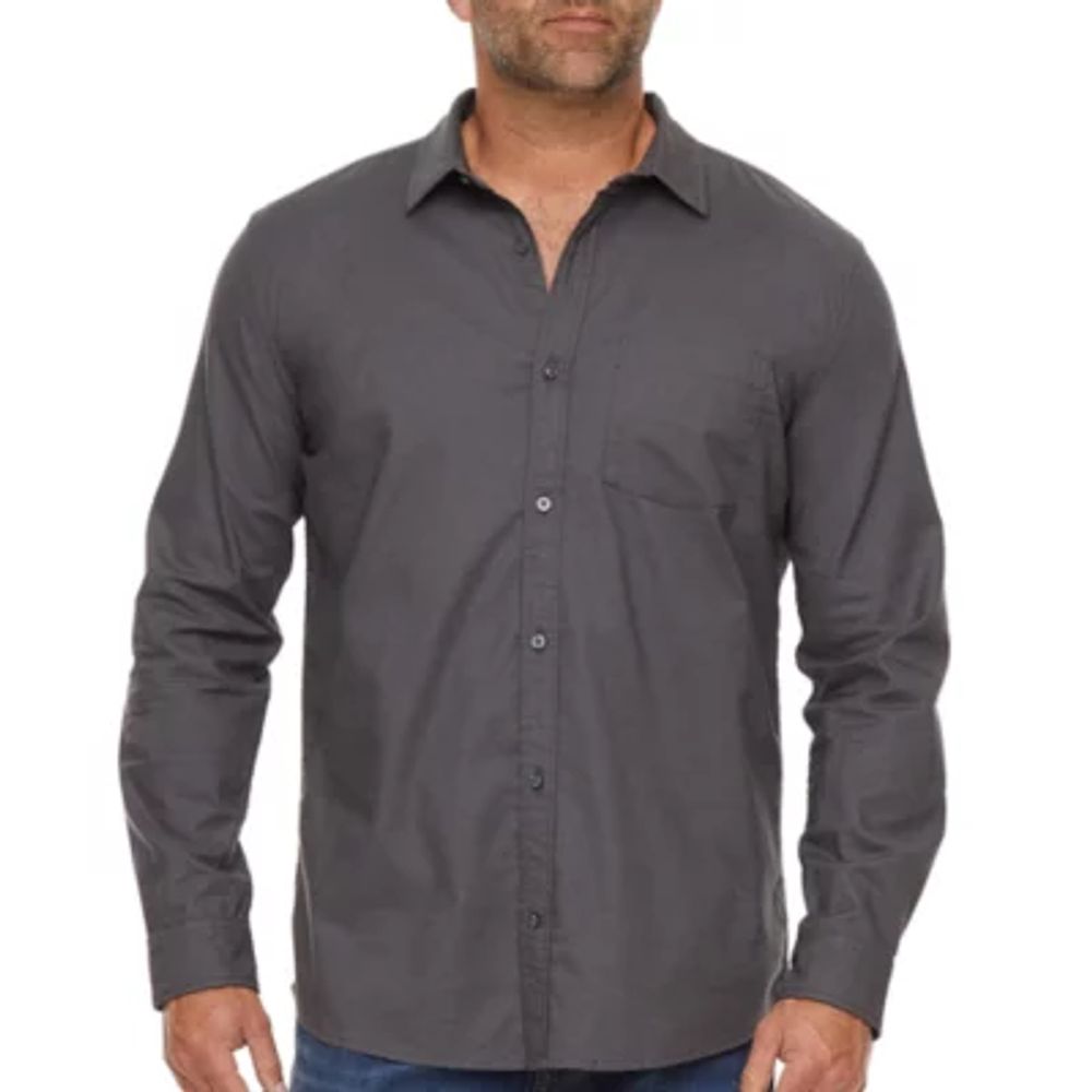 mutual weave Big and Tall Mens Regular Fit Long Sleeve Button-Down Oxford Shirt