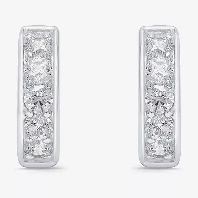 Mens 1 CT. T.W. Natural White Diamond 10K White Gold 15mm Hoop Earrings