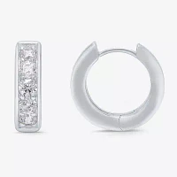 Mens 1 CT. T.W. Natural White Diamond 10K White Gold 15mm Hoop Earrings