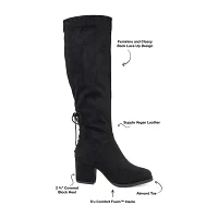 Journee Collection Womens Leeda Extra Wide Calf Riding Boots Block Heel Zip