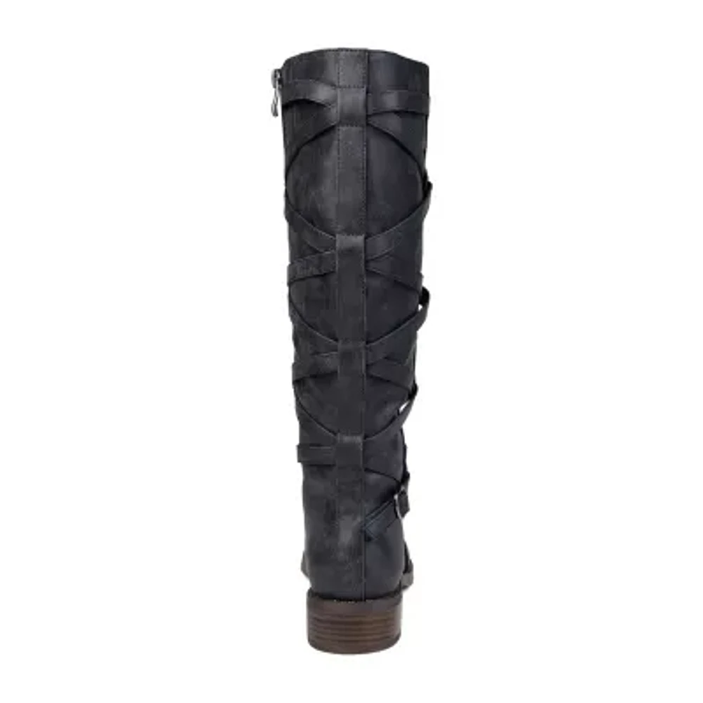 Journee Collection Womens Carly Extra Wide Calf Stacked Heel Riding Boots