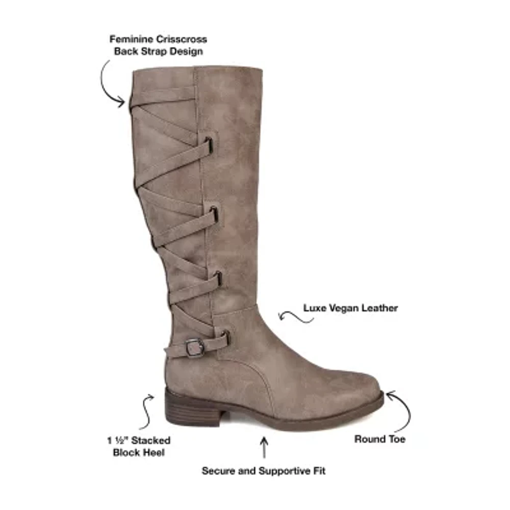 Journee Collection Womens Carly Extra Wide Calf Stacked Heel Riding Boots