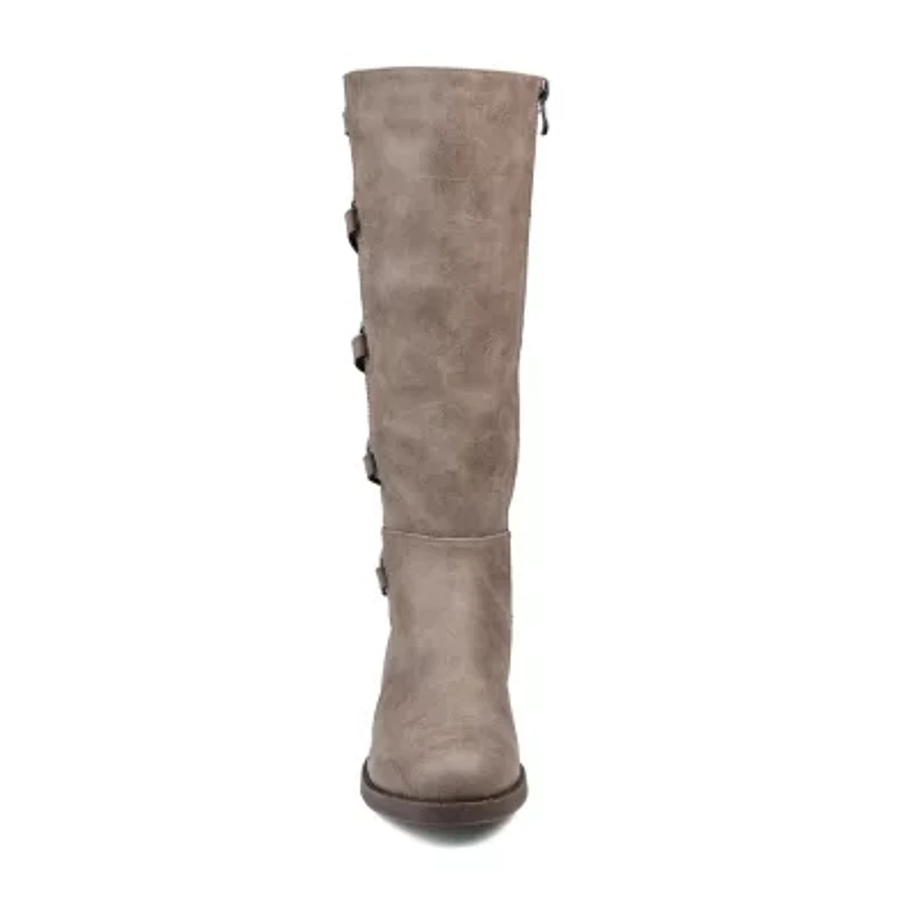 Journee Collection Womens Carly Extra Wide Calf Stacked Heel Riding Boots