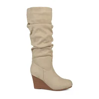 Journee Collection Womens Haze-Wc Wide Calf Wedge Heel Dress Boots