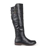 Journee Collection Womens Tori Double-Buckle Knee-High Riding Boots