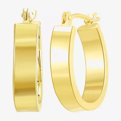 Womens 10K Gold 15mm Oval Hoop Earrings