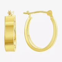 Womens 10K Gold 15mm Oval Hoop Earrings
