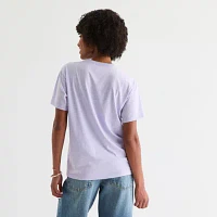 Juniors Cosmic Moon Boyfriend Womens Crew Neck Short Sleeve Graphic T-Shirt