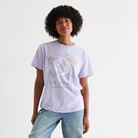 Juniors Cosmic Moon Boyfriend Womens Crew Neck Short Sleeve Graphic T-Shirt