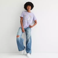 Juniors Cosmic Moon Boyfriend Womens Crew Neck Short Sleeve Graphic T-Shirt